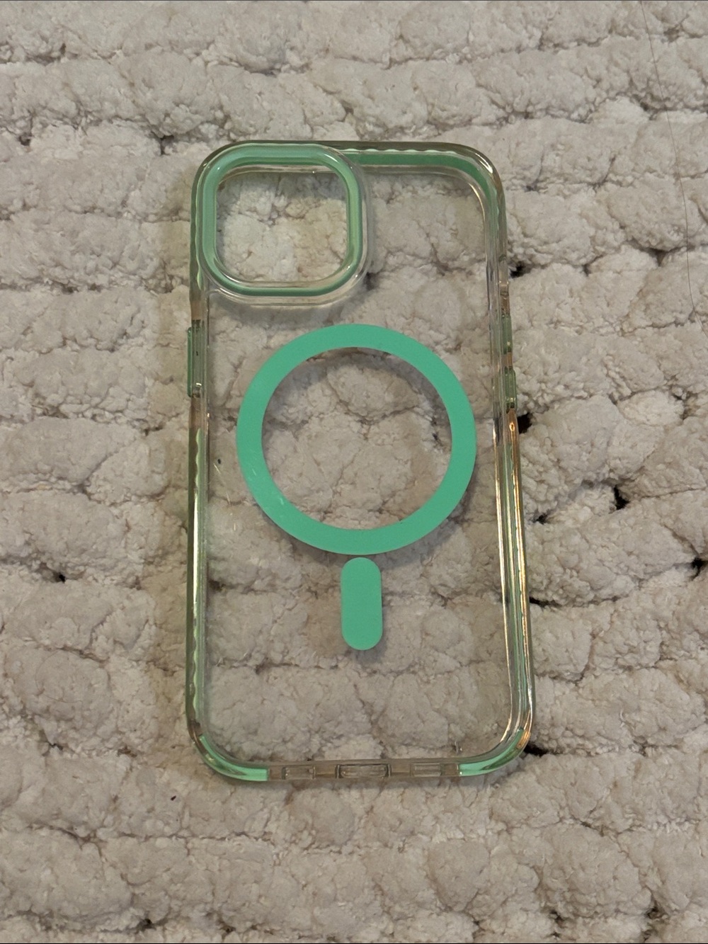 Clear Phone Case with Mint Accent for MagSafe Compatibility